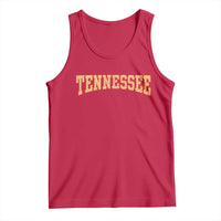 Tennessee Fan Tank Top Orange Retro Checkered Varsity TN State
