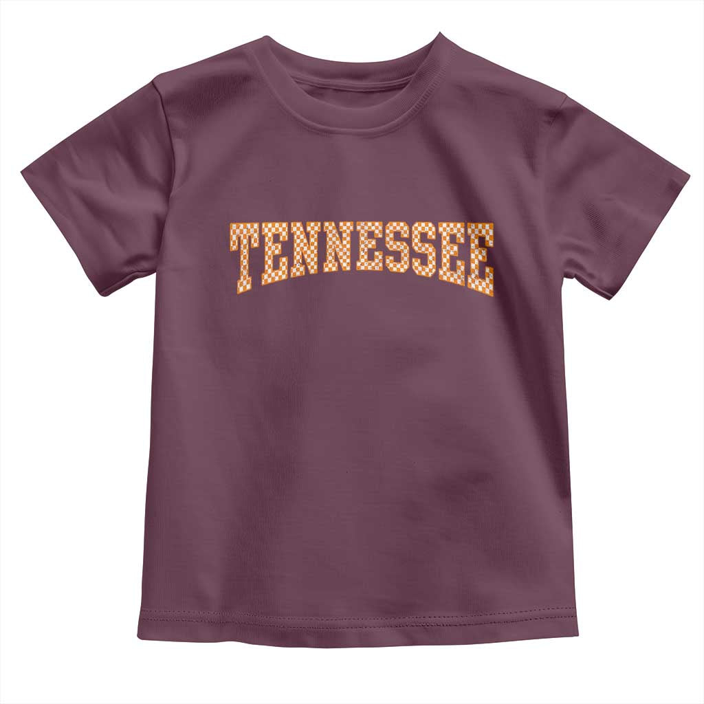 Tennessee Fan Toddler T Shirt Orange Retro Checkered Varsity TN State