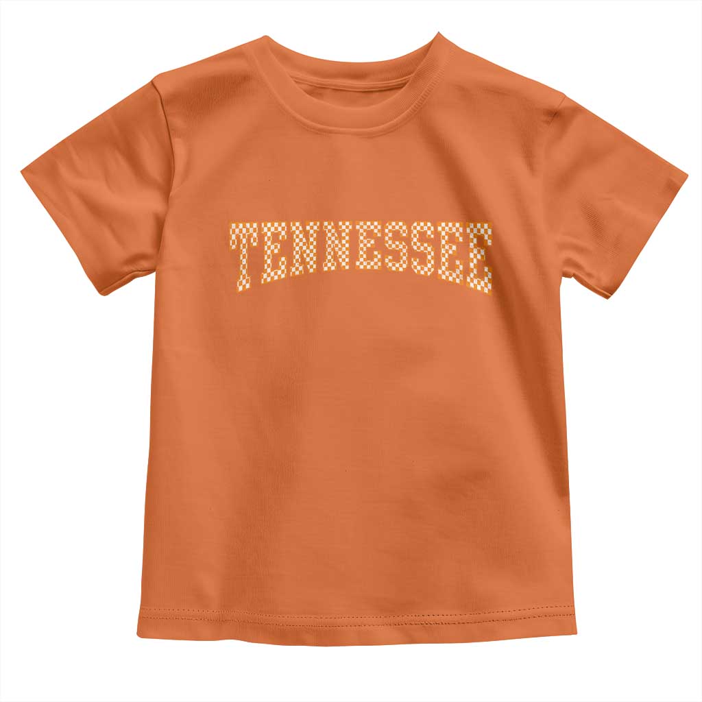 Tennessee Fan Toddler T Shirt Orange Retro Checkered Varsity TN State