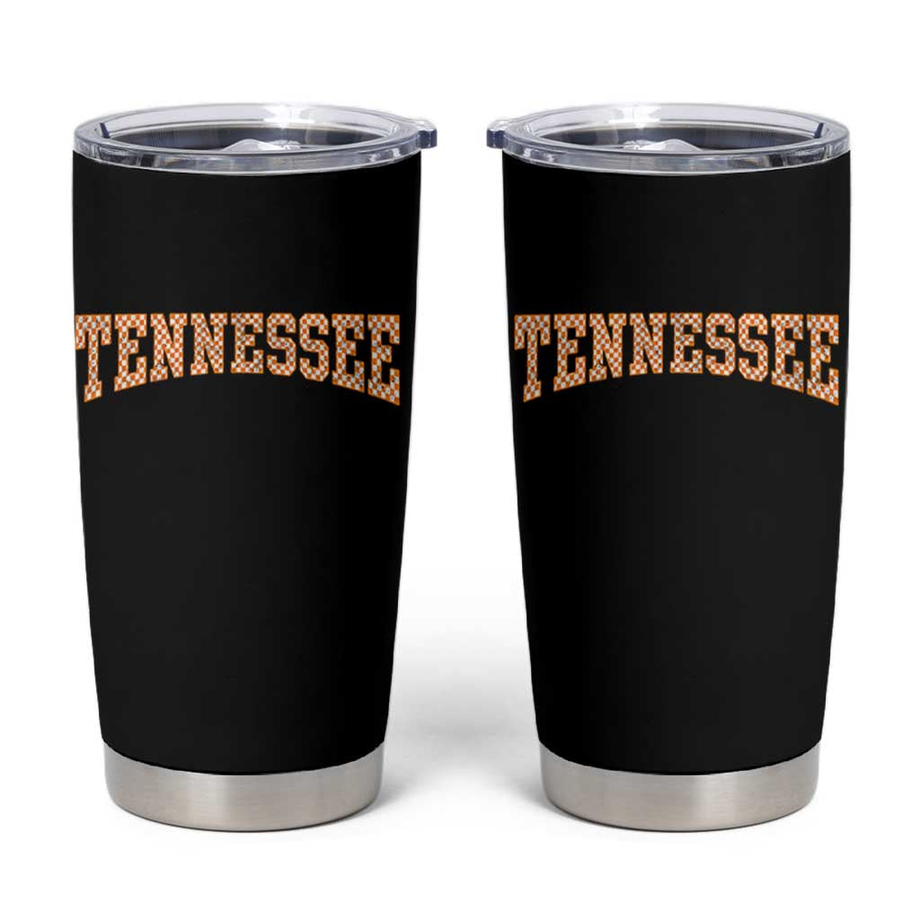 Tennessee Fan Tumbler Cup Orange Retro Checkered Varsity TN State