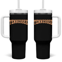 Tennessee Fan Tumbler With Handle Orange Retro Checkered Varsity TN State
