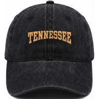 Tennessee Fan Washed Cotton Baseball Cap Orange Retro Checkered Varsity TN State