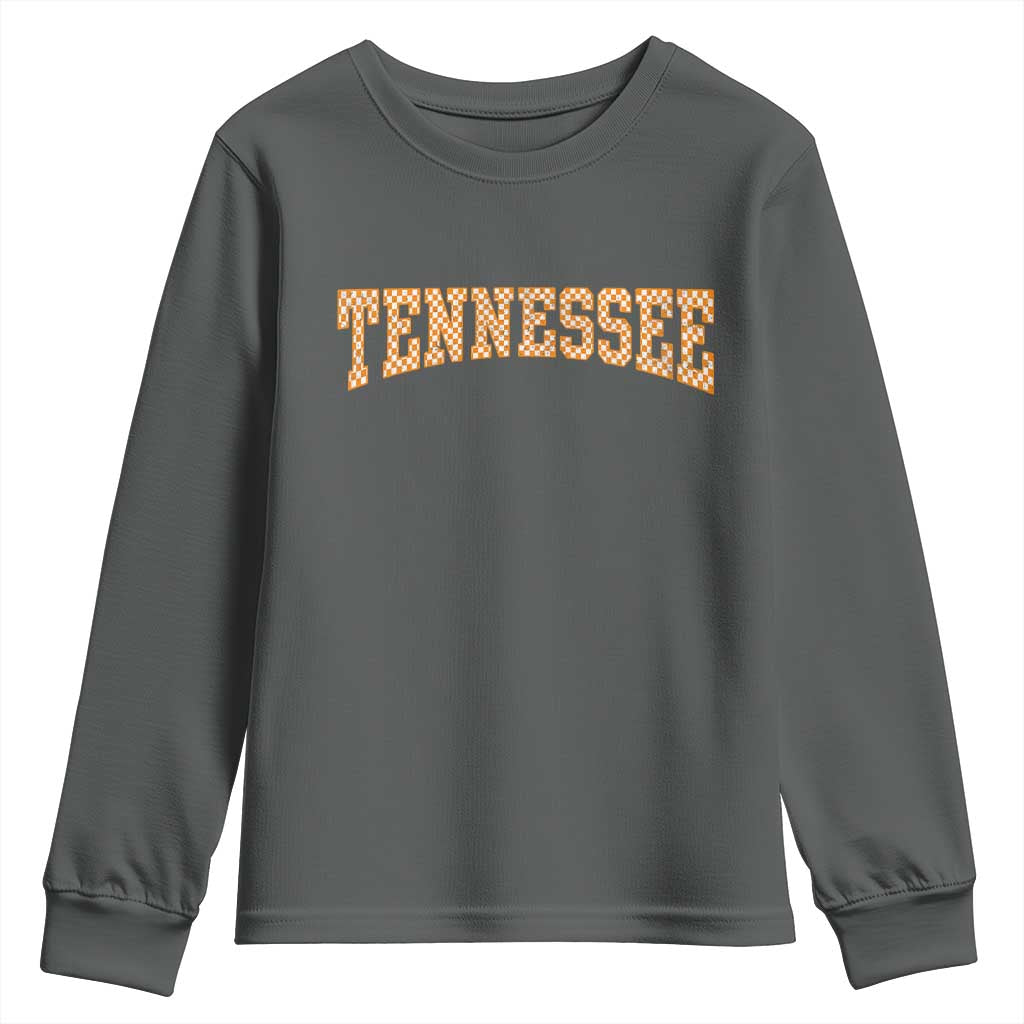 Tennessee Fan Youth Sweatshirt Orange Retro Checkered Varsity TN State