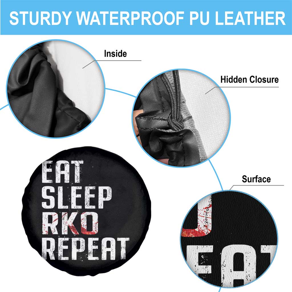 Eat Sleep RKO Repeat Spare Tire Cover Blood Stained