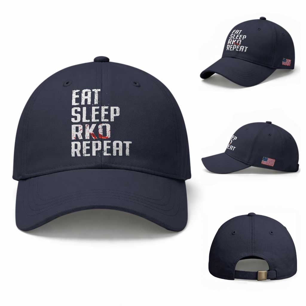 Eat Sleep RKO Repeat Baseball Cap Blood Stained