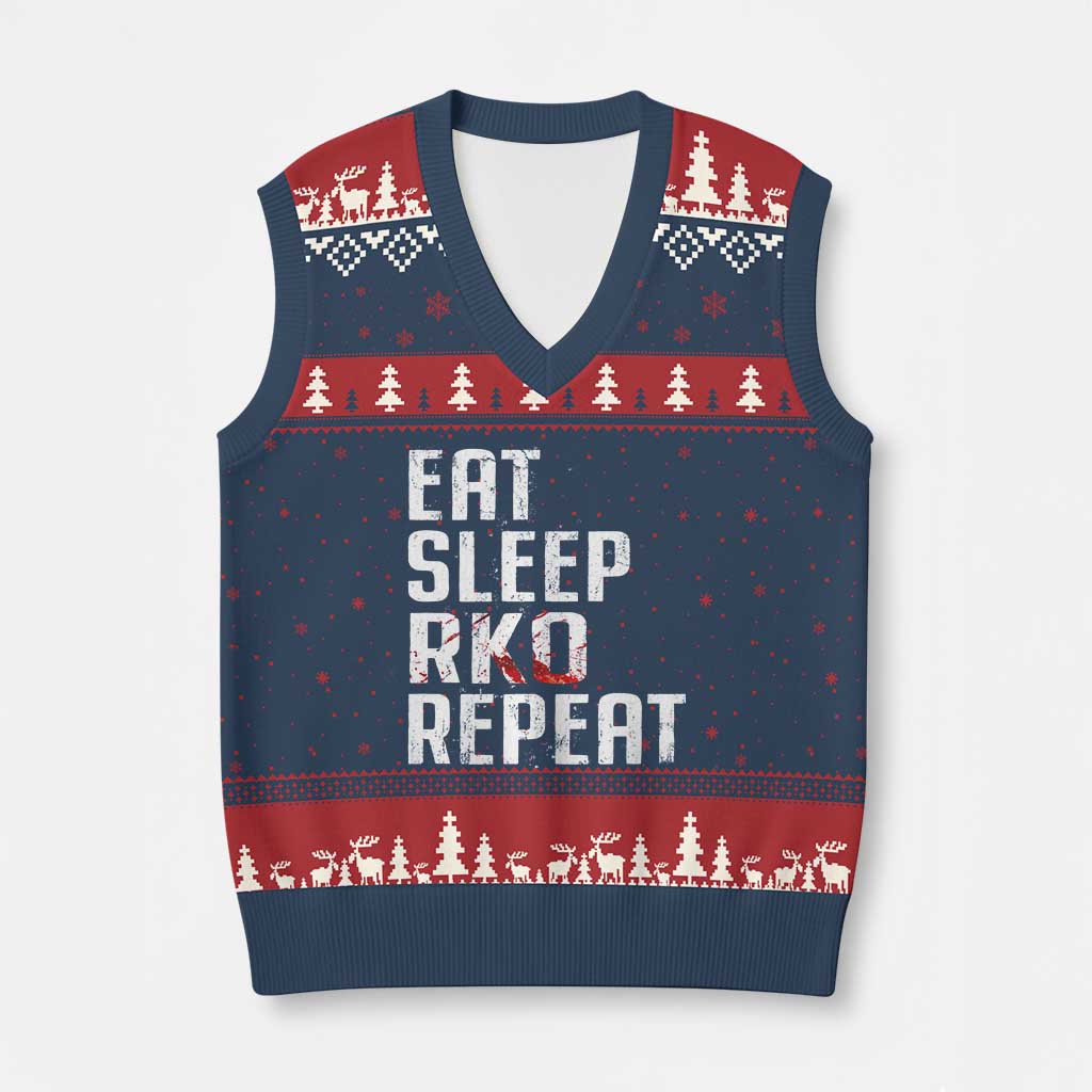 Eat Sleep RKO Repeat V-Neck Knit Sweater Vest Blood Stained