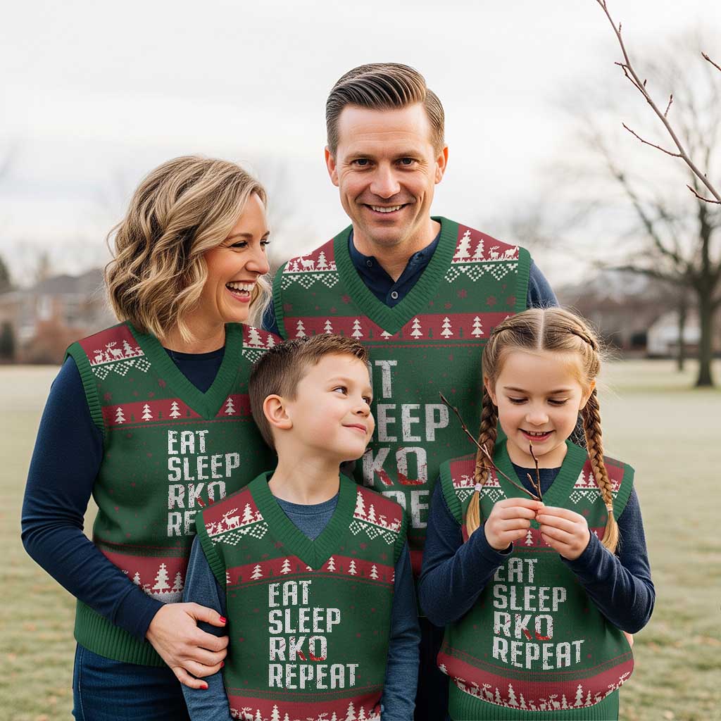 Eat Sleep RKO Repeat V-Neck Knit Sweater Vest Blood Stained
