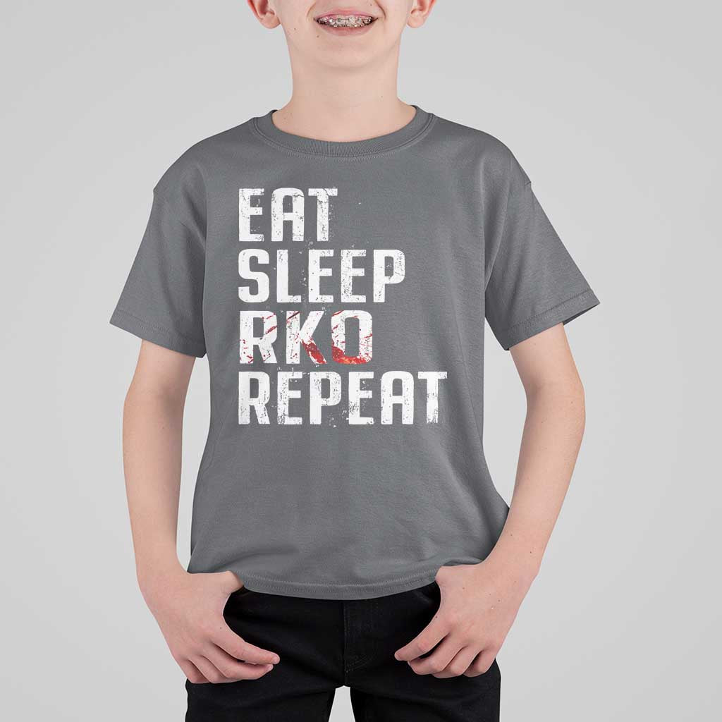 Eat Sleep RKO Repeat T Shirt For Kid Blood Stained