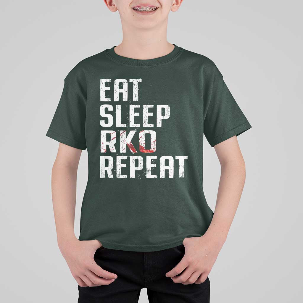 Eat Sleep RKO Repeat T Shirt For Kid Blood Stained