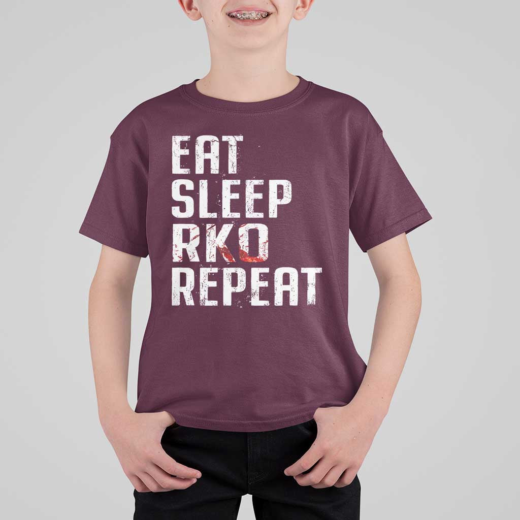 Eat Sleep RKO Repeat T Shirt For Kid Blood Stained
