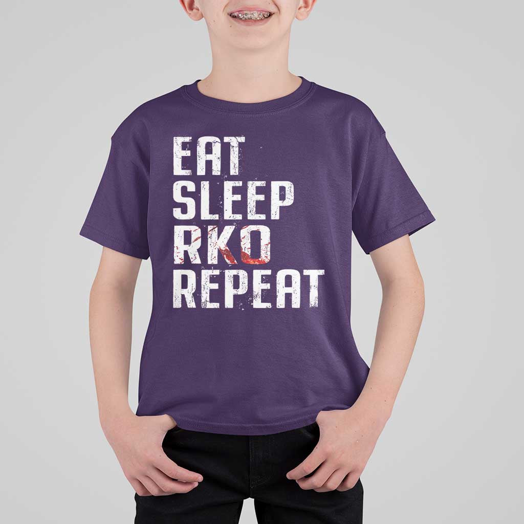 Eat Sleep RKO Repeat T Shirt For Kid Blood Stained