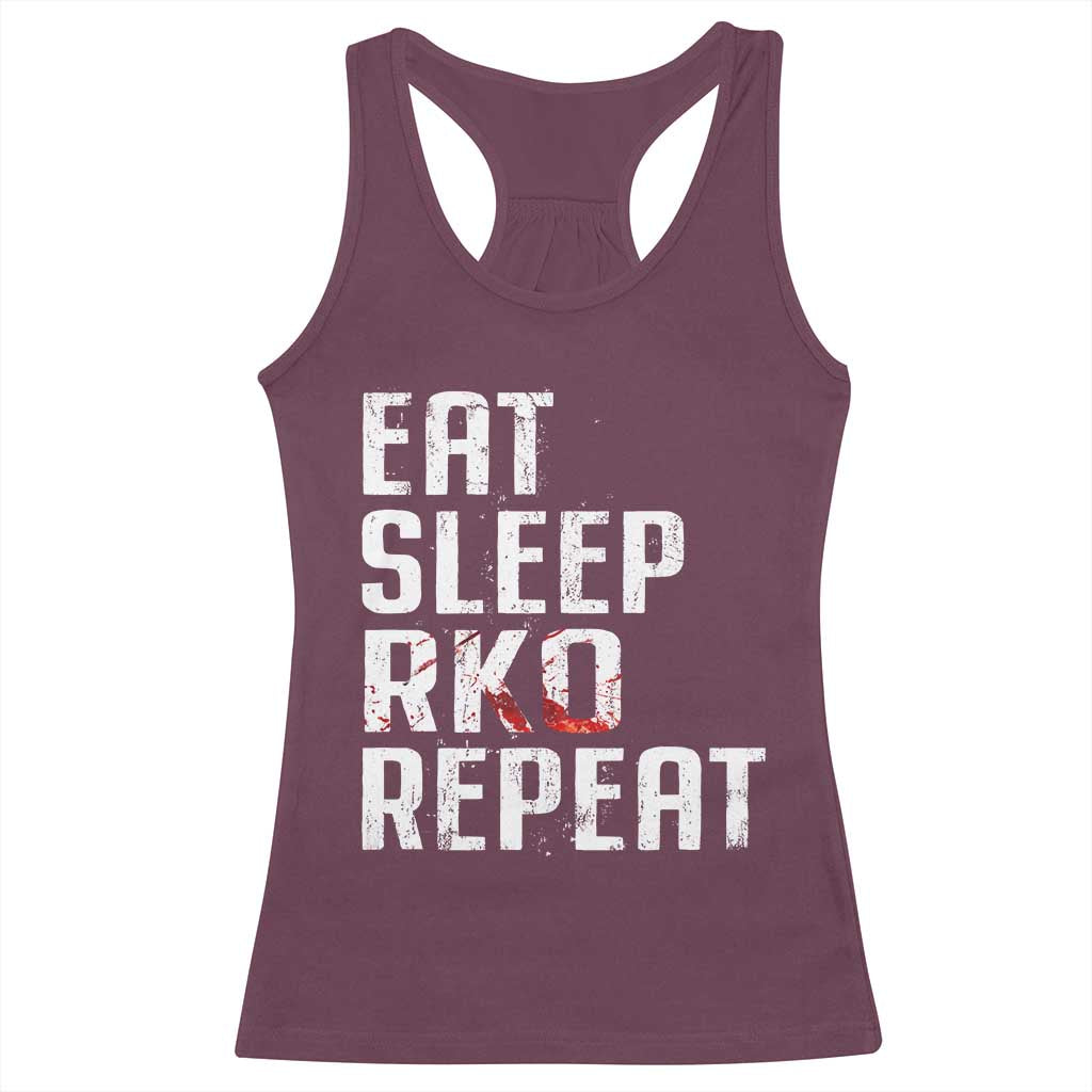 Eat Sleep RKO Repeat Racerback Tank Top Blood Stained