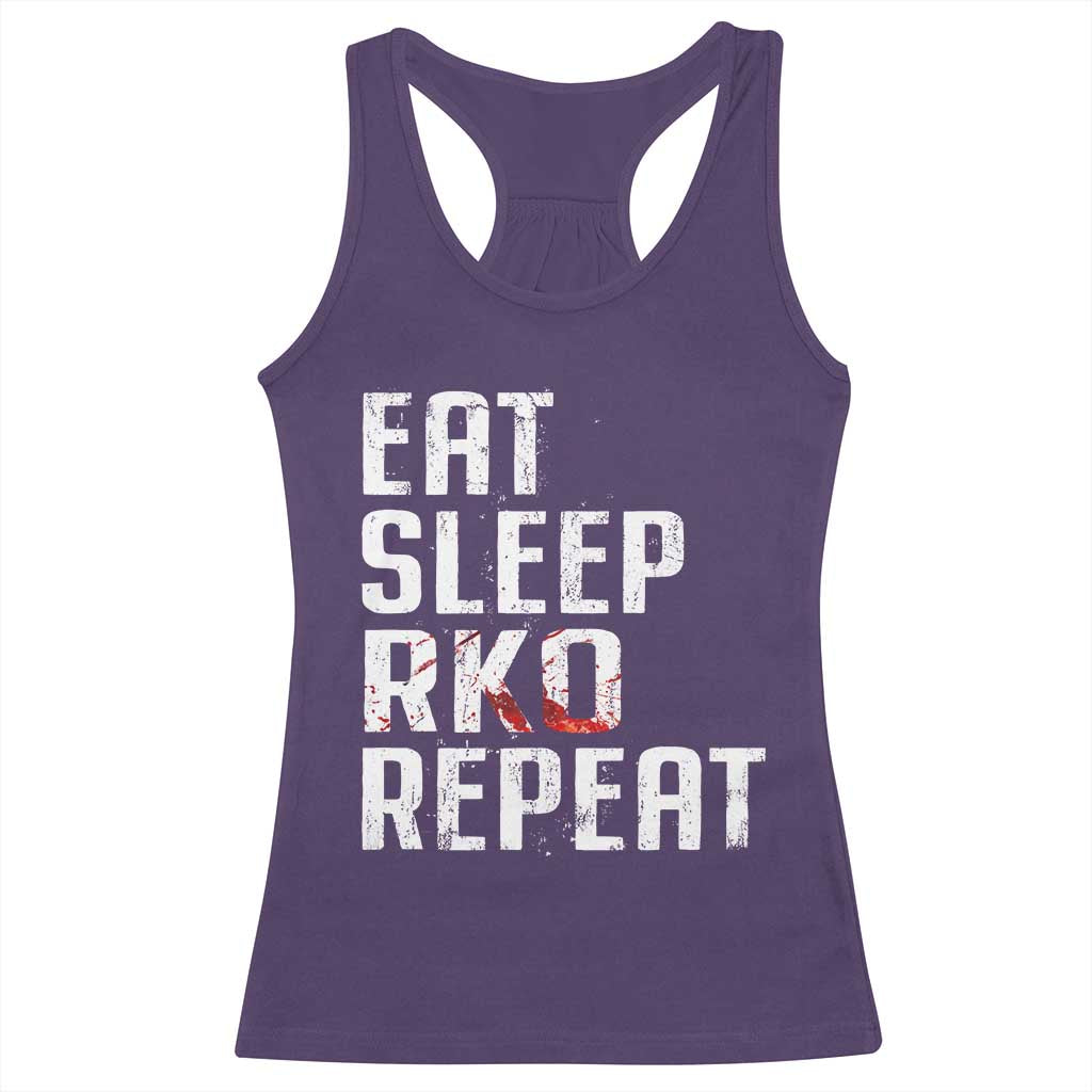 Eat Sleep RKO Repeat Racerback Tank Top Blood Stained