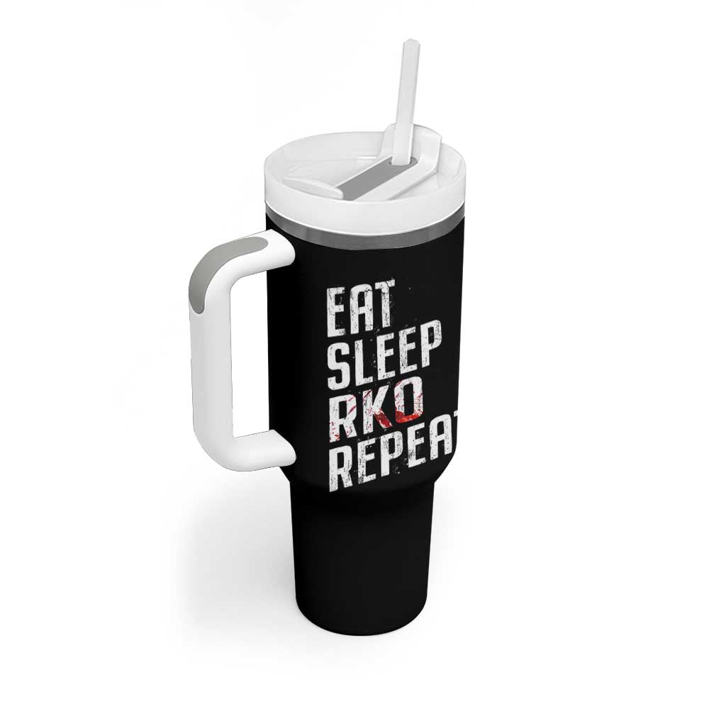 Eat Sleep RKO Repeat Tumbler With Handle Blood Stained