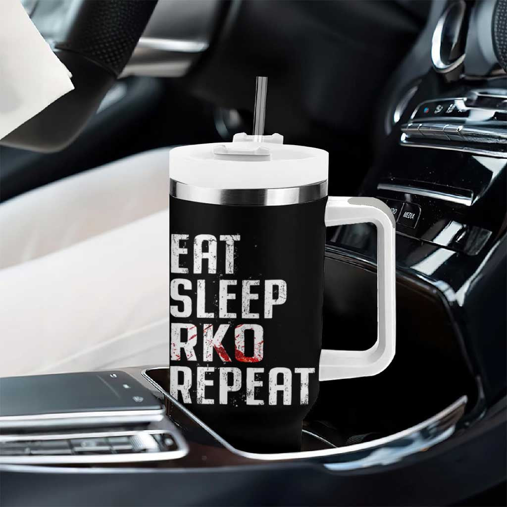 Eat Sleep RKO Repeat Tumbler With Handle Blood Stained