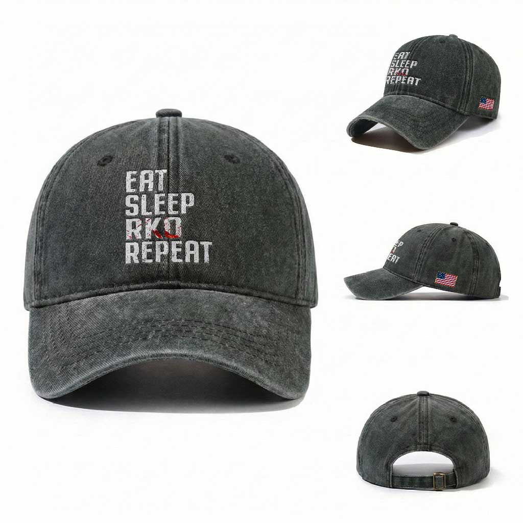 Eat Sleep RKO Repeat Washed Cotton Baseball Cap Blood Stained
