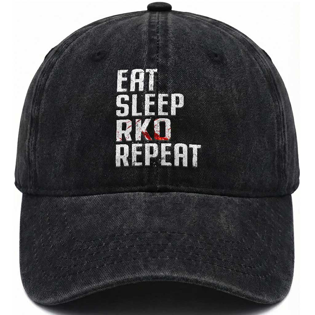 Eat Sleep RKO Repeat Washed Cotton Baseball Cap Blood Stained