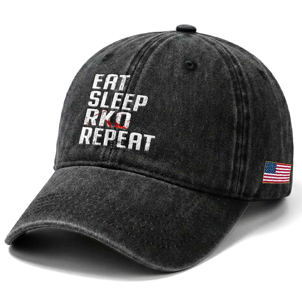 Eat Sleep RKO Repeat Washed Cotton Baseball Cap Blood Stained