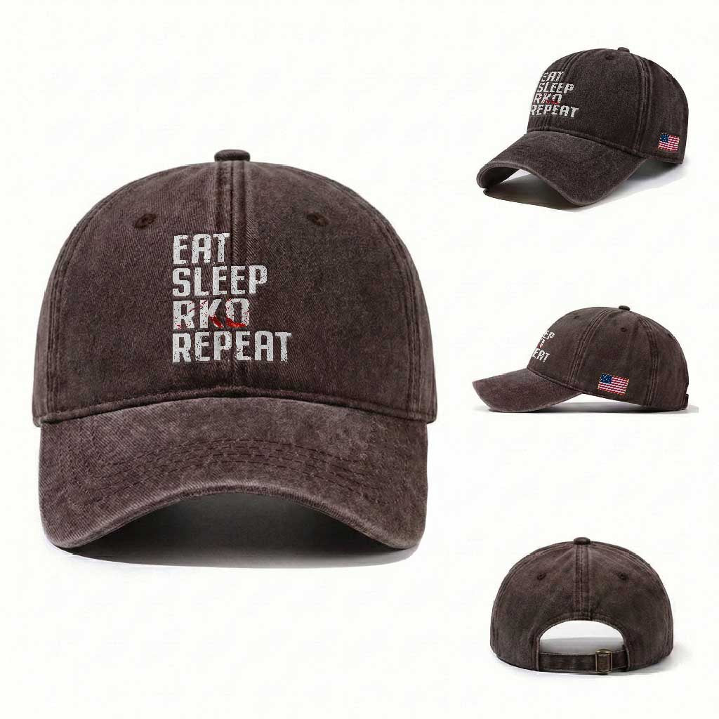 Eat Sleep RKO Repeat Washed Cotton Baseball Cap Blood Stained