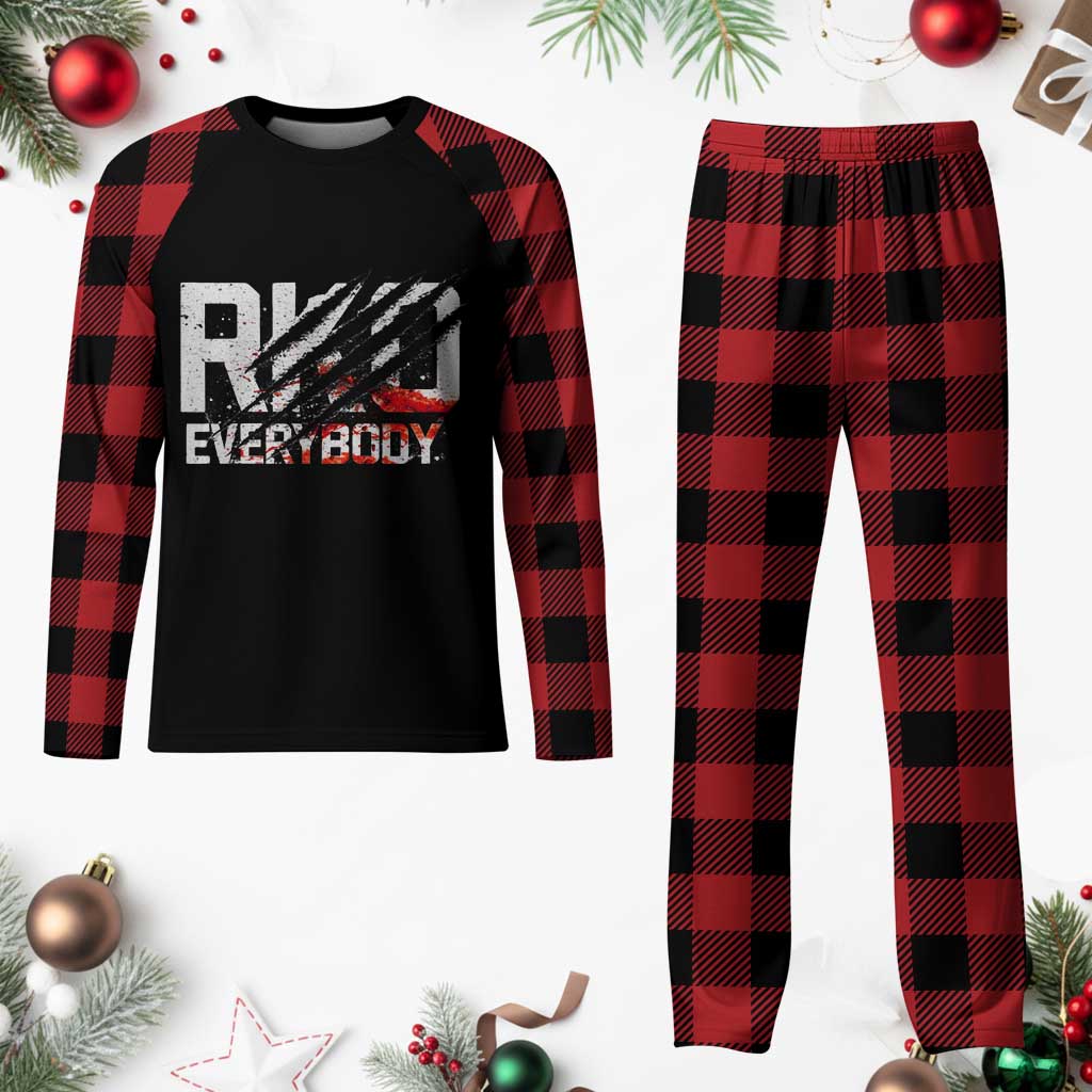 RKO Everybody Plaid Pajama Set Grunge Blood Stained Scratch Mark