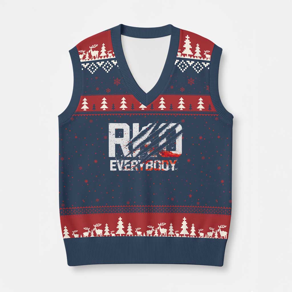 RKO Everybody V-Neck Knit Sweater Vest Grunge Blood Stained Scratch Mark