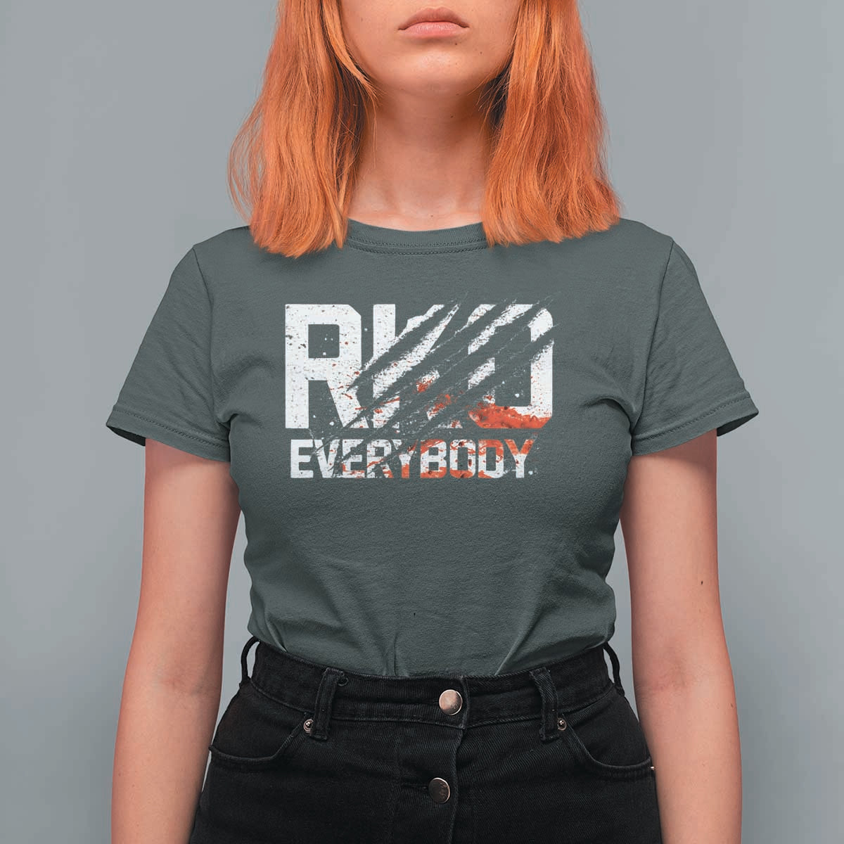 RKO Everybody T Shirt For Women Grunge Blood Stained Scratch Mark