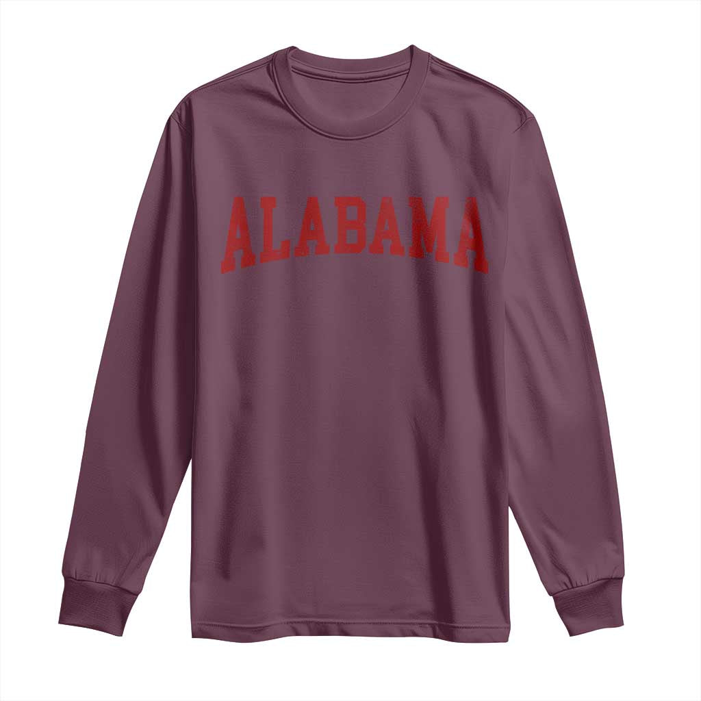 Alabama Fan Long Sleeve Shirt Red Bold Sport State Letters Game Day