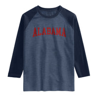 Alabama Fan Raglan Shirt Red Bold Sport State Letters Game Day