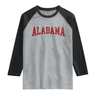 Alabama Fan Raglan Shirt Red Bold Sport State Letters Game Day