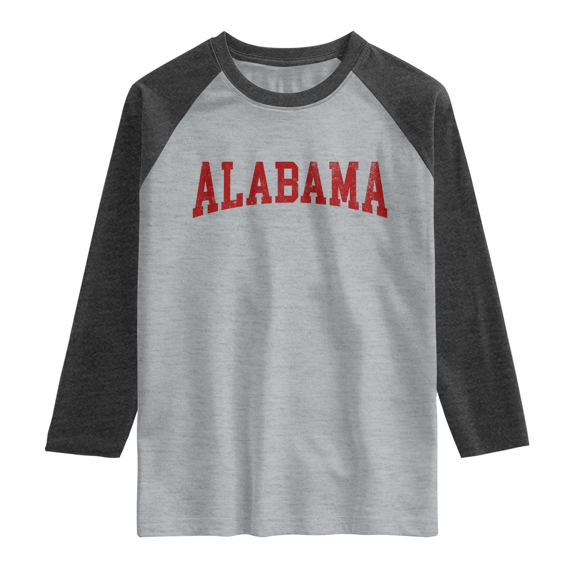 Alabama Fan Raglan Shirt Red Bold Sport State Letters Game Day
