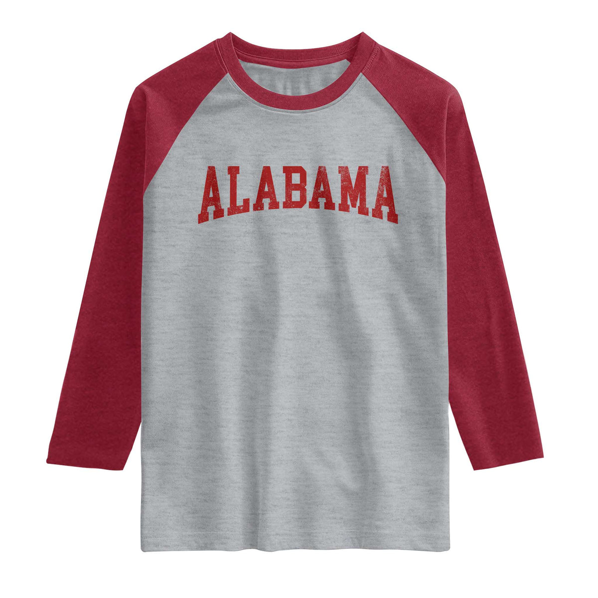 Alabama Fan Raglan Shirt Red Bold Sport State Letters Game Day