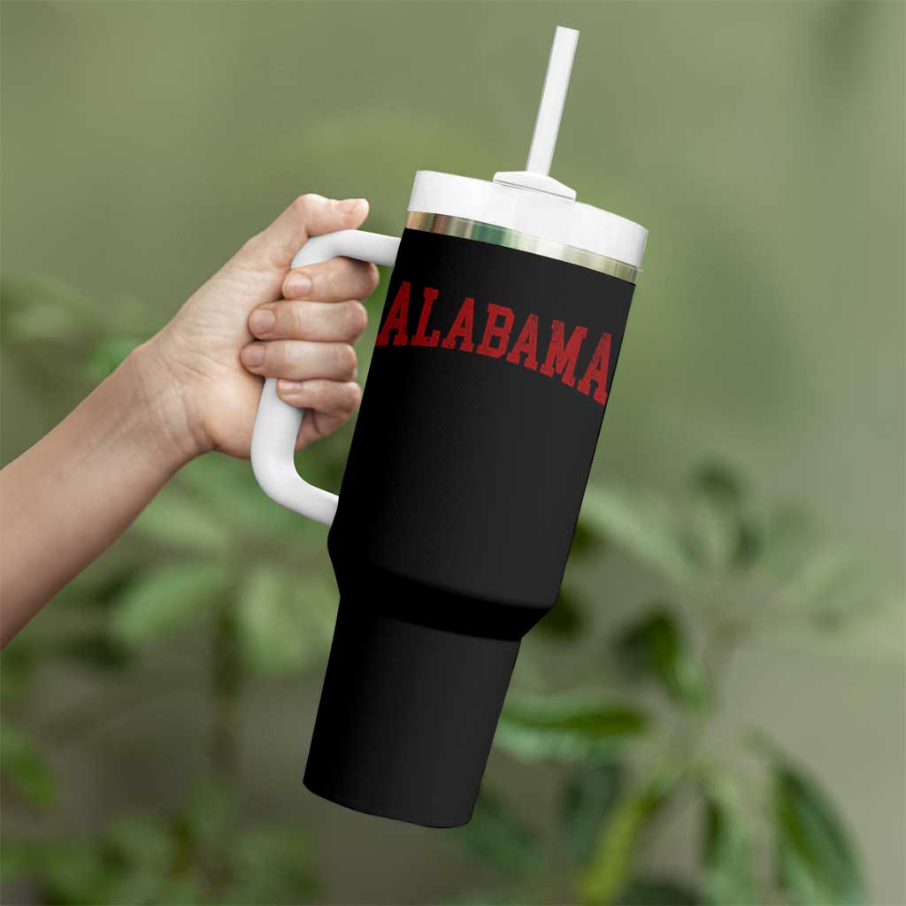 Alabama Fan Tumbler With Handle Red Bold Sport State Letters Game Day