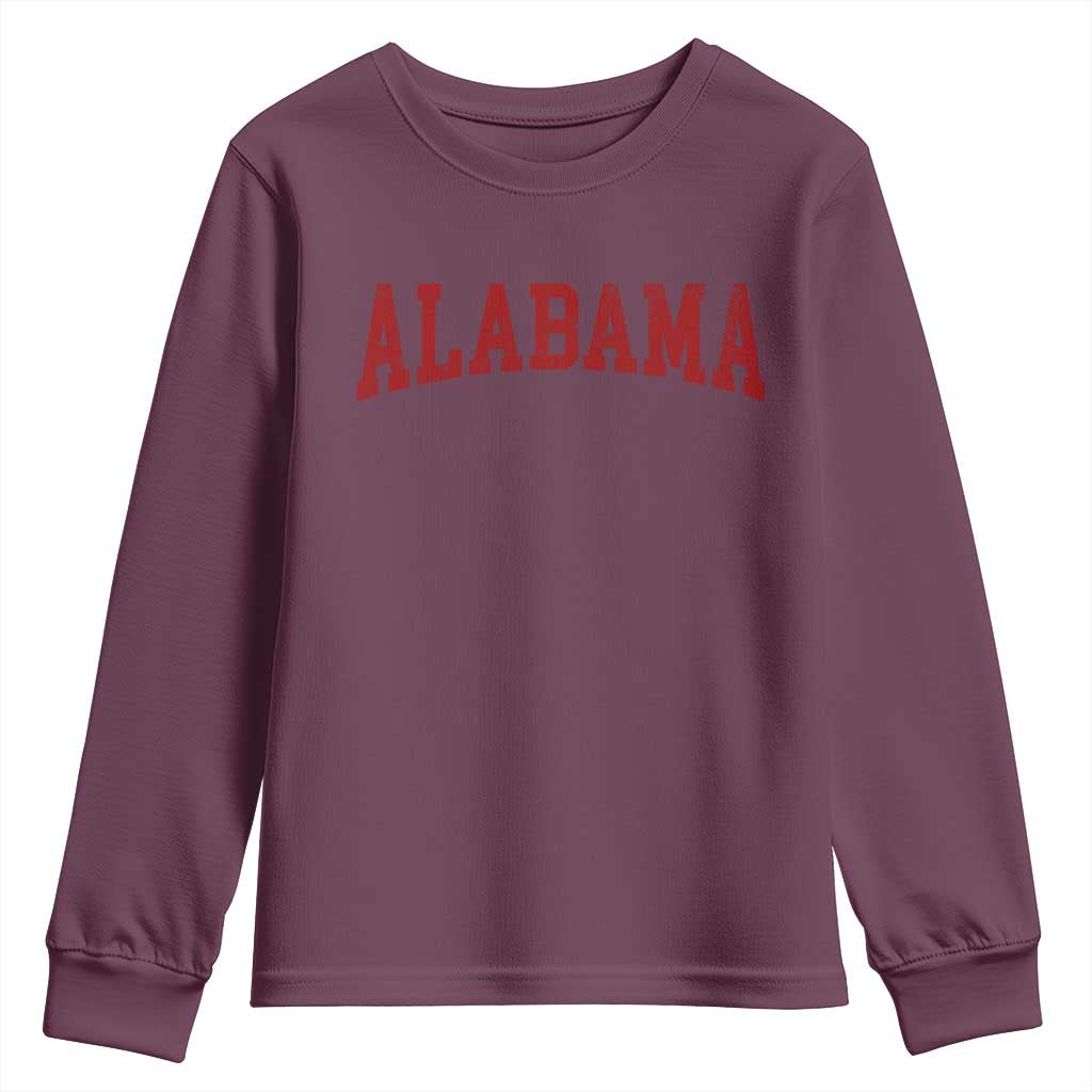 Alabama Fan Youth Sweatshirt Red Bold Sport State Letters Game Day