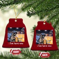Basketball Raccoon I Live Here Now Ceramic Ornament Funny Trash Panda Drinking Iced Coffee Basketball Court