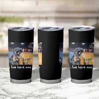 Basketball Raccoon I Live Here Now Tumbler Cup Funny Trash Panda Drinking Iced Coffee Basketball Court