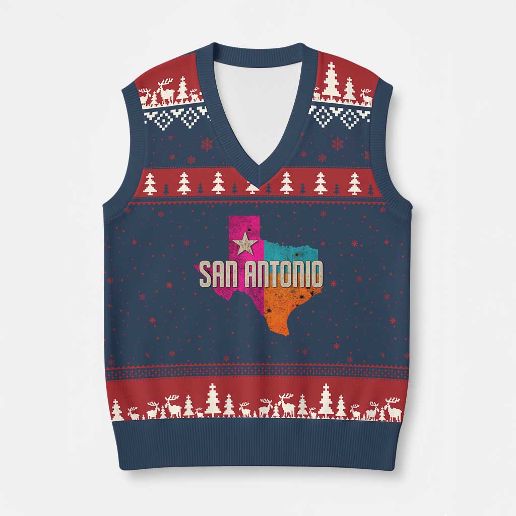 San Antonio Texas TX Fiesta Sports For Latino Fans V-Neck Knit Sweater Vest