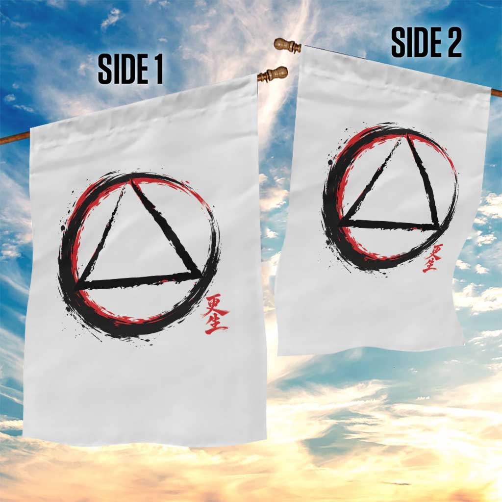 AA Sober Logo Symbol Serenity Recovery Garden Flag Japanese Brushstroke Circle