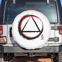 AA Sober Logo Symbol Serenity Recovery Spare Tire Cover Japanese Brushstroke Circle
