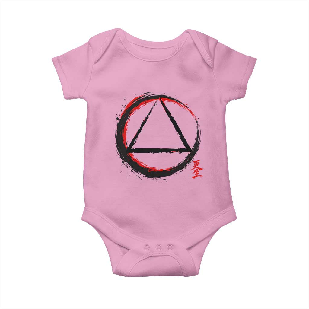 AA Sober Logo Symbol Serenity Recovery Baby Onesie Japanese Brushstroke Circle