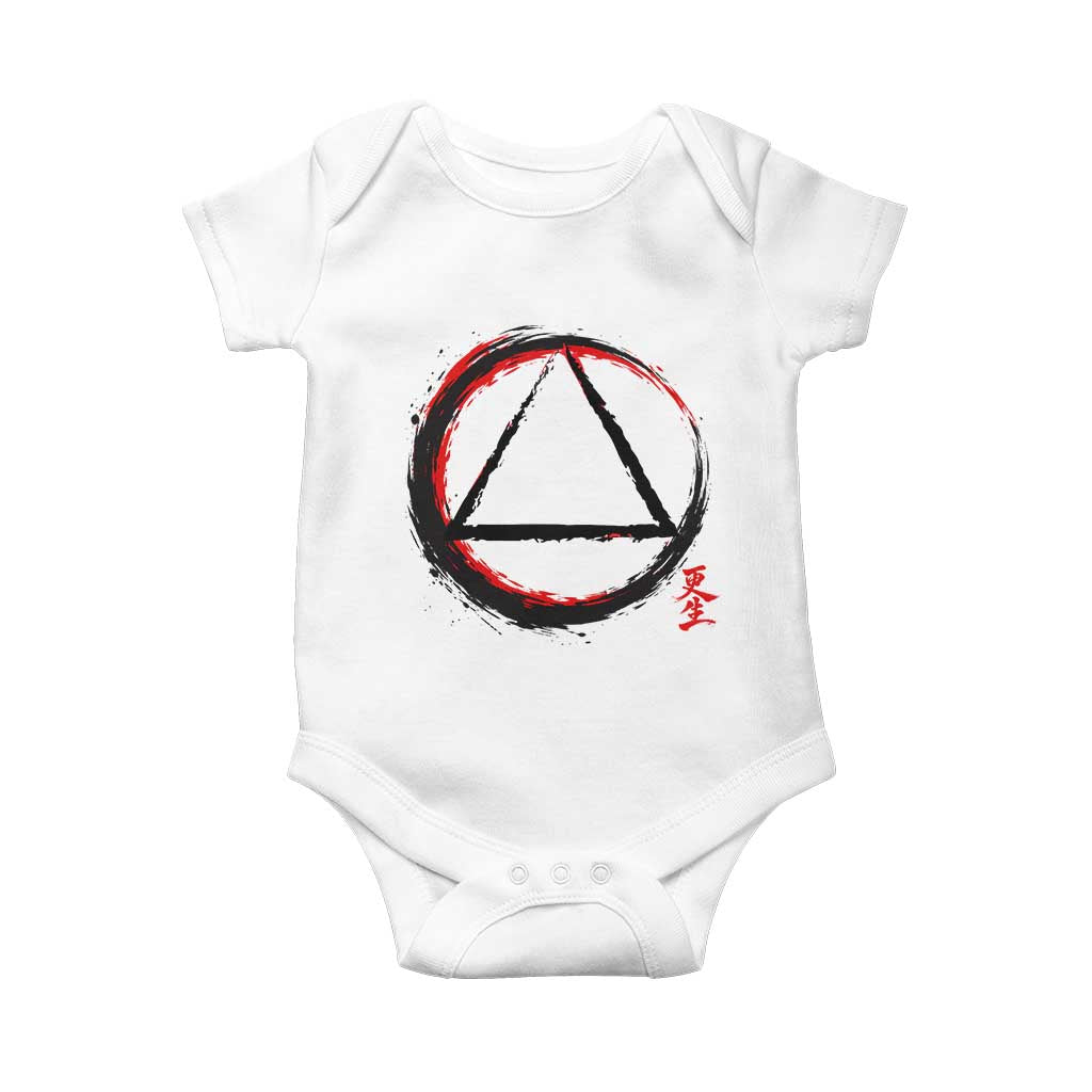 AA Sober Logo Symbol Serenity Recovery Baby Onesie Japanese Brushstroke Circle