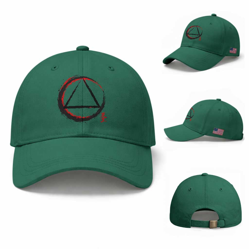AA Sober Logo Symbol Serenity Recovery Baseball Cap Japanese Brushstroke Circle