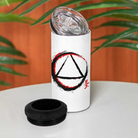 AA Sober Logo Symbol Serenity Recovery 4 in 1 Can Cooler Tumbler Japanese Brushstroke Circle