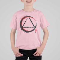 AA Sober Logo Symbol Serenity Recovery T Shirt For Kid Japanese Brushstroke Circle