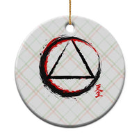 AA Sober Logo Symbol Serenity Recovery Ceramic Ornament Japanese Brushstroke Circle TS11