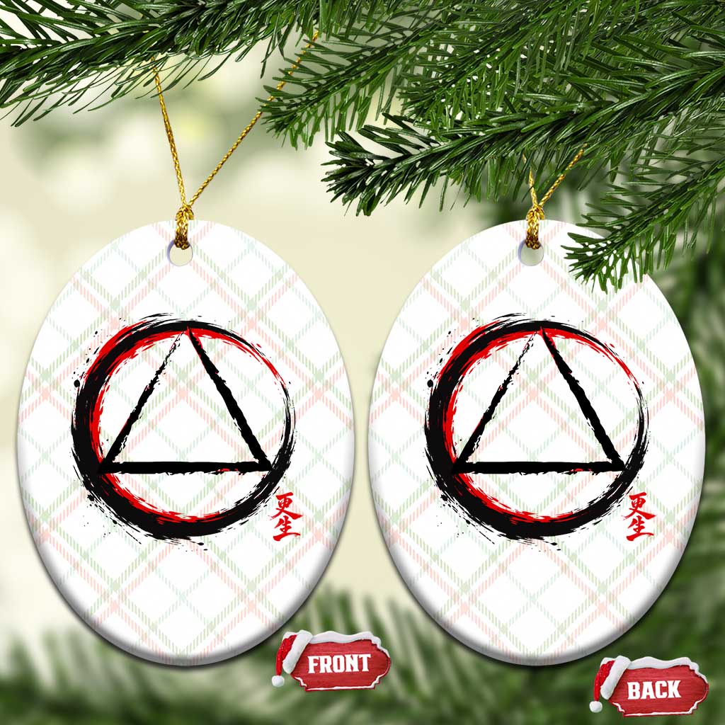AA Sober Logo Symbol Serenity Recovery Ceramic Ornament Japanese Brushstroke Circle TS11