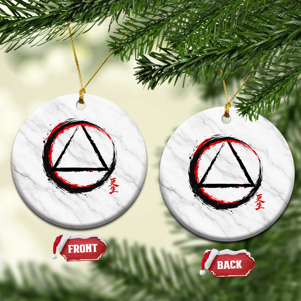 AA Sober Logo Symbol Serenity Recovery Ceramic Ornament Japanese Brushstroke Circle TS11