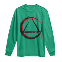 AA Sober Logo Symbol Serenity Recovery Long Sleeve Shirt Japanese Brushstroke Circle