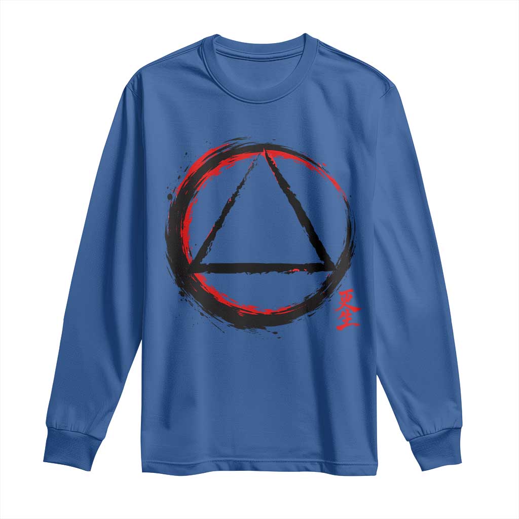 AA Sober Logo Symbol Serenity Recovery Long Sleeve Shirt Japanese Brushstroke Circle
