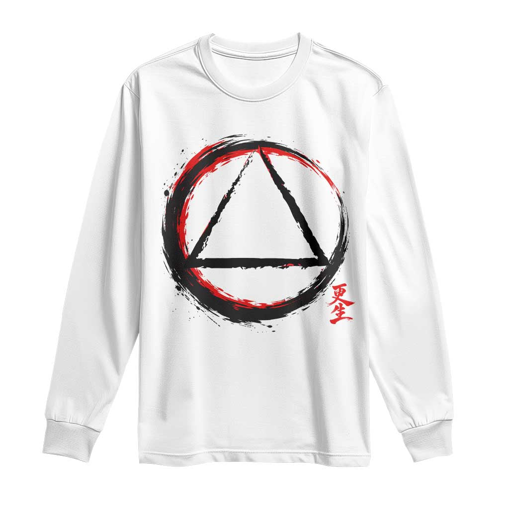 AA Sober Logo Symbol Serenity Recovery Long Sleeve Shirt Japanese Brushstroke Circle
