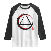 AA Sober Logo Symbol Serenity Recovery Raglan Shirt Japanese Brushstroke Circle
